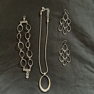 Brighton silver jewelry set necklace bracelet and earrings